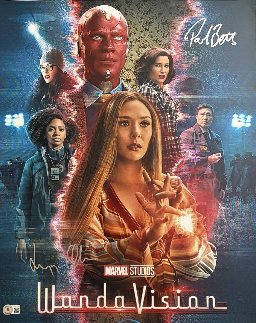 Paul Bettany and Elizabeth Olsen signed "Wanda Vision" 16x20 - Beckett COA